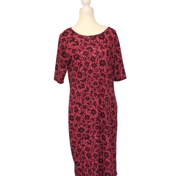 LuLaRoe Women’s Julia Pink Daisy Floral Print Short Sleeve Dress Size XL - Picture 1 of 9